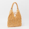 Woven Bead Net Tote With Drawstring Pouch - Khaki