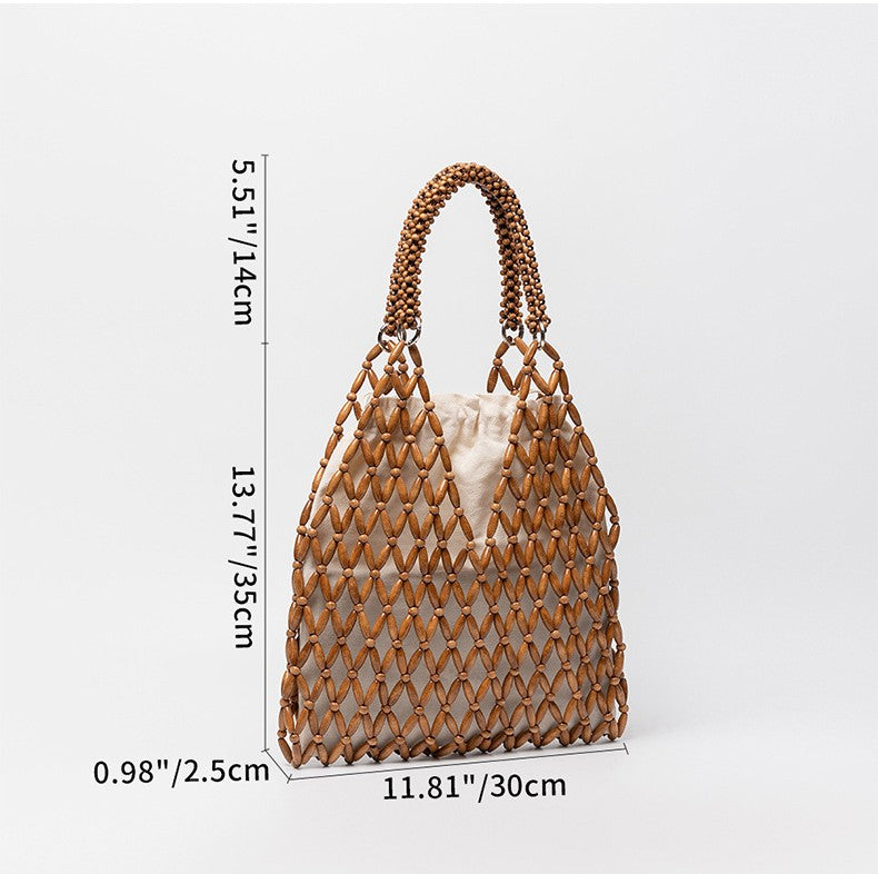 Woven Bead Net Tote With Drawstring Pouch - view 3