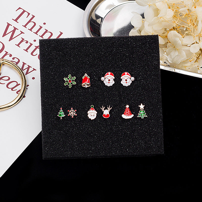 Festive Motif Mini Stud Earring Set - Elk - 1