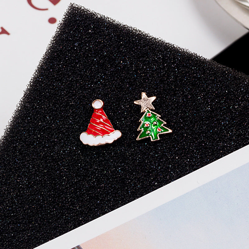 Festive Motif Mini Stud Earring Set - Hat