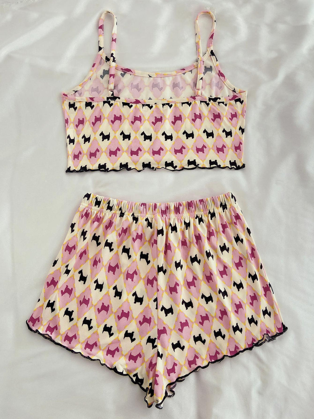 Scottie Dog Print Ruffle-Trim Cami & Shorts Lounge Set - view 2