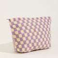 Large Checkered Knit Makeup Bag - Yellow