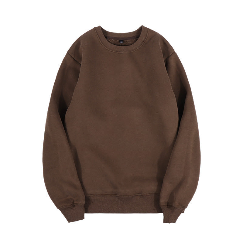 Fleece Lined Drop Shoulder Crewneck Sweatshirt - Coffee