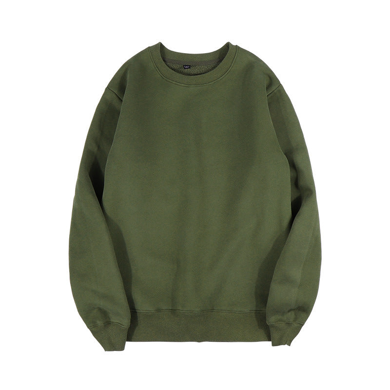 Fleece Lined Drop Shoulder Crewneck Sweatshirt - Olive