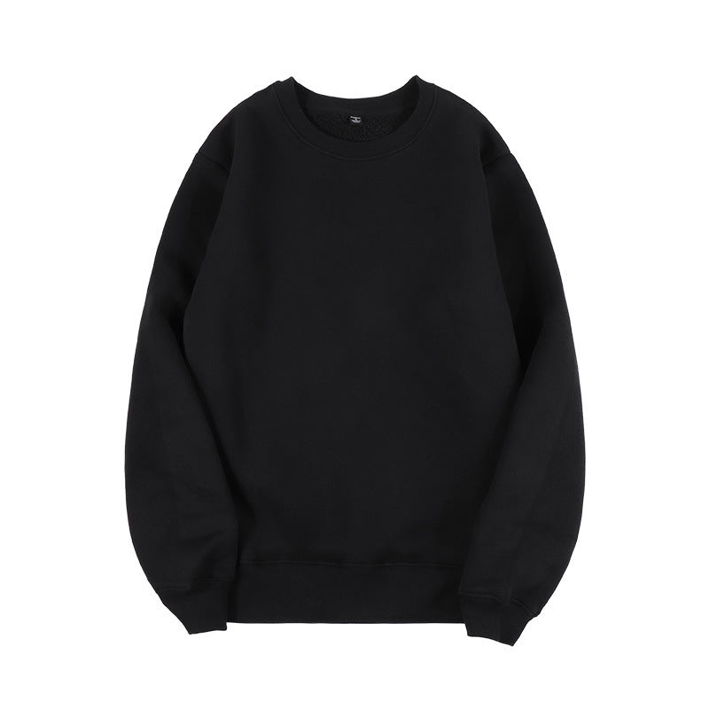 Fleece Lined Drop Shoulder Crewneck Sweatshirt - black