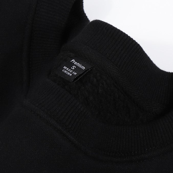 Fleece Lined Drop Shoulder Crewneck Sweatshirt - black - 2