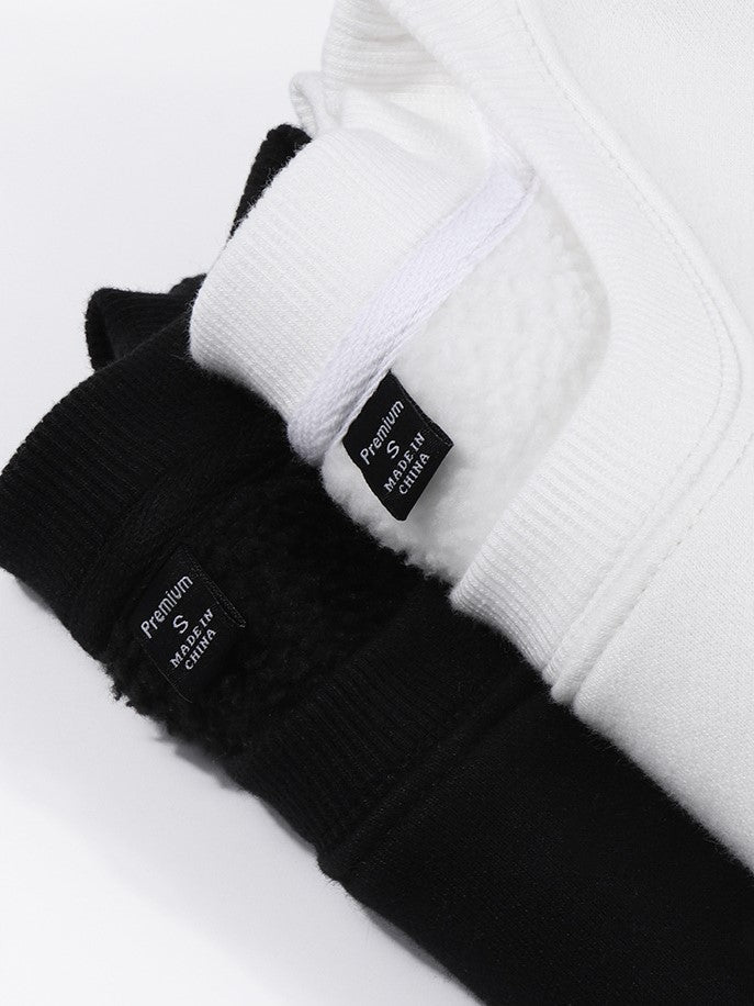 Fleece Lined Drop Shoulder Crewneck Sweatshirt - white - 3