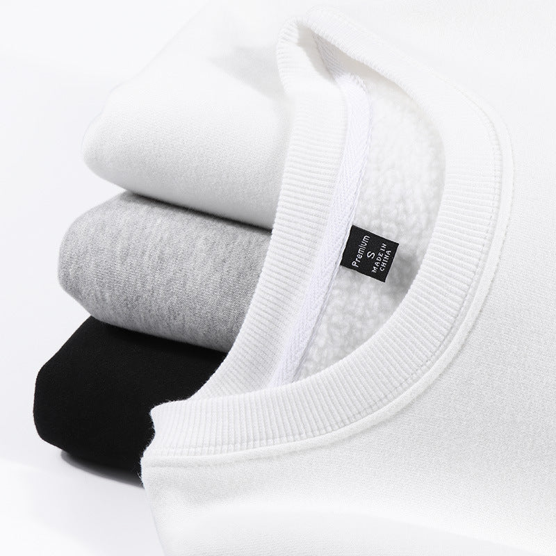 Fleece Lined Drop Shoulder Crewneck Sweatshirt - white - 5