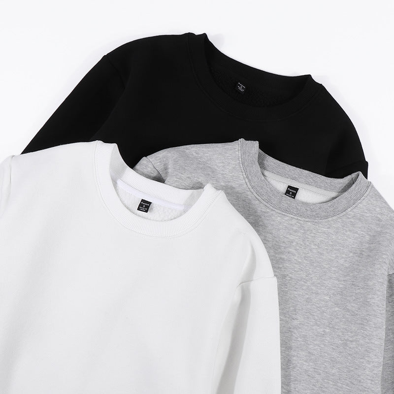 Fleece Lined Drop Shoulder Crewneck Sweatshirt - white - 6