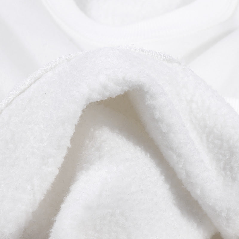 Fleece Lined Drop Shoulder Crewneck Sweatshirt - white - 7
