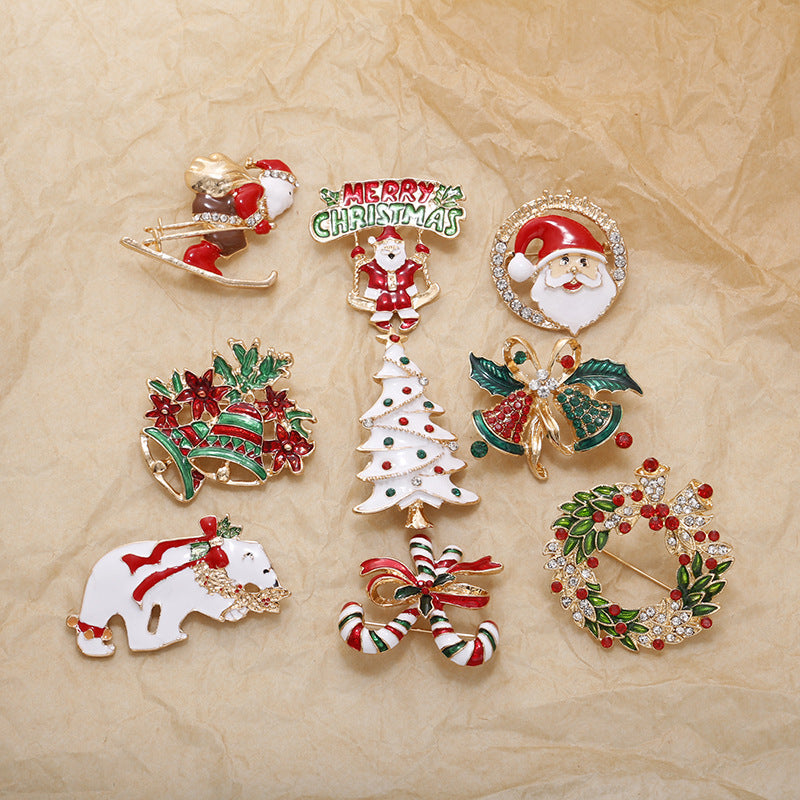 Cartoon Festive Enamel Pin Brooch - Santa - 1