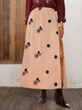 Boho Side Slit A Line Maxi Skirt - Coral