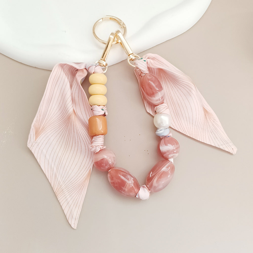 Scarf Tie Beaded Wristlet Keychain - view 2