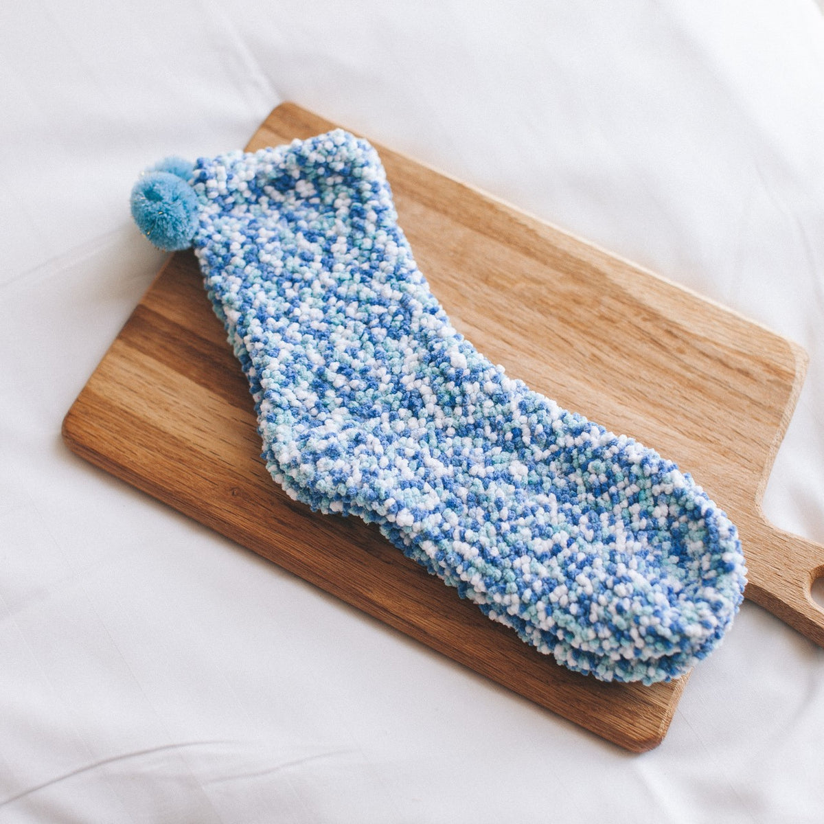 Fluffy Pom Pom Cupcake Gift Socks - Blue