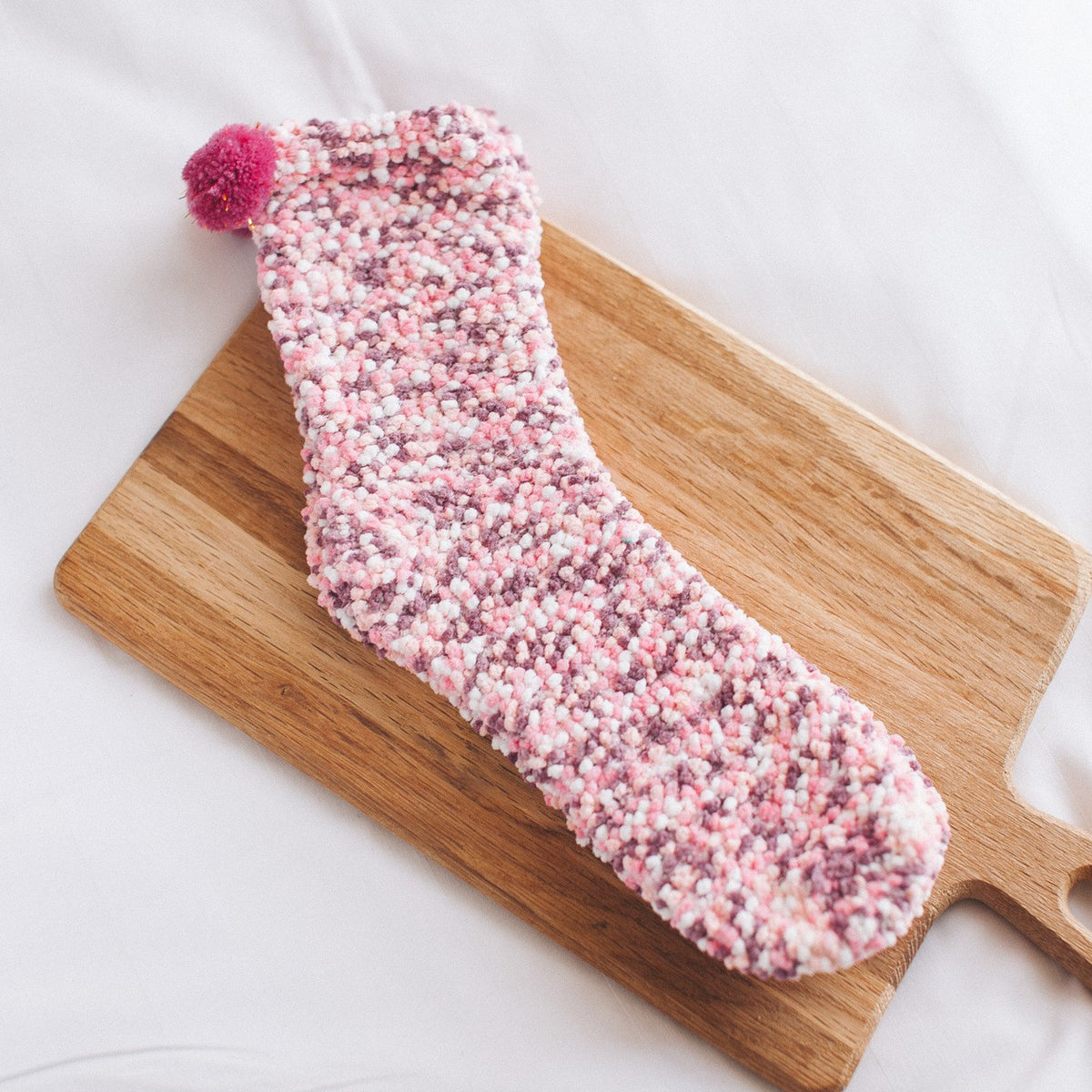 Fluffy Pom Pom Cupcake Gift Socks - Pink