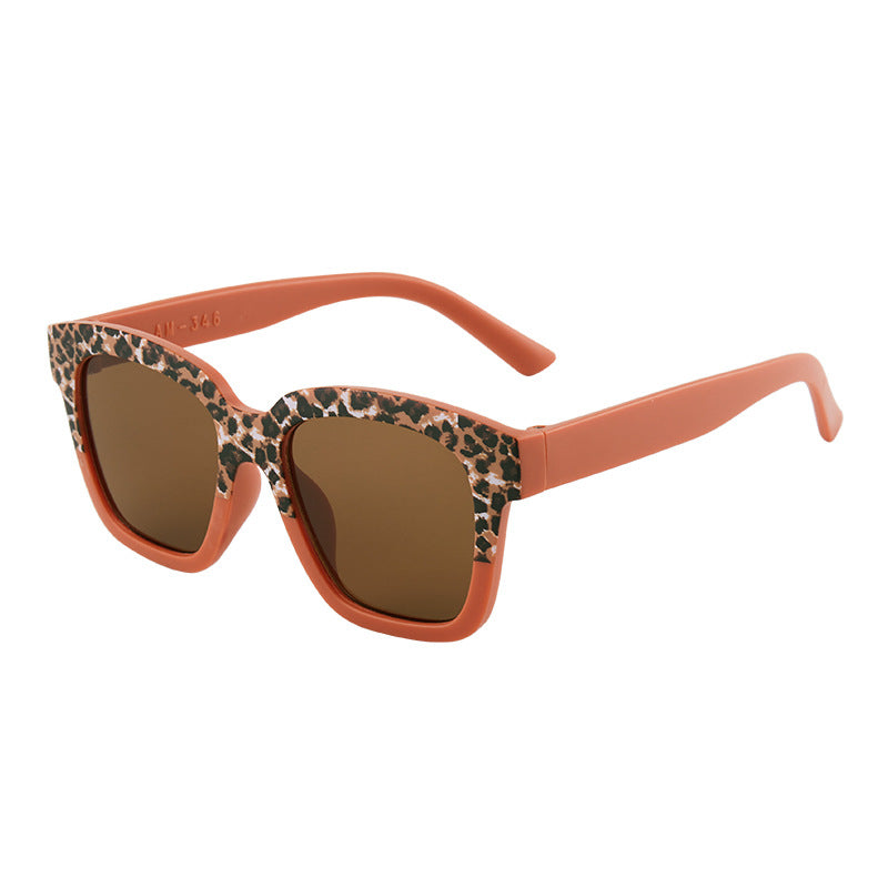 Kids Leopard Print Square Frame Sunglasses - Orange_Red