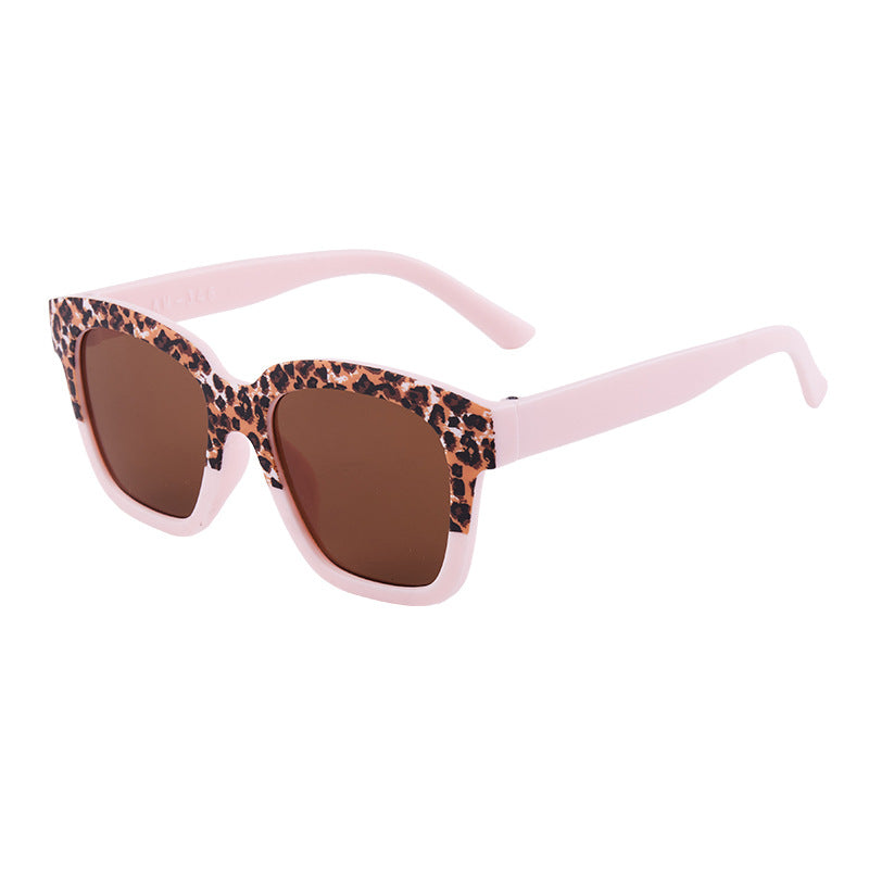 Kids Leopard Print Square Frame Sunglasses - Pink