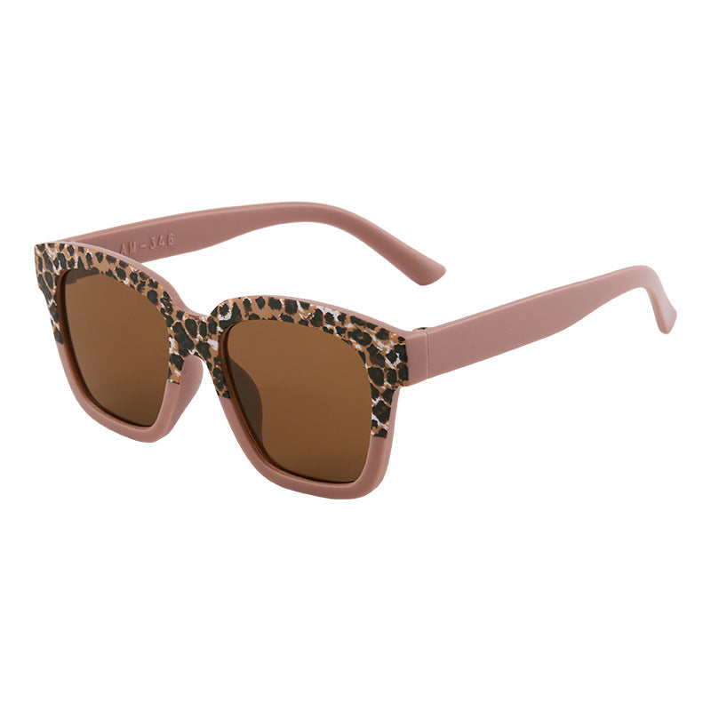 Kids Leopard Print Square Frame Sunglasses - coffee