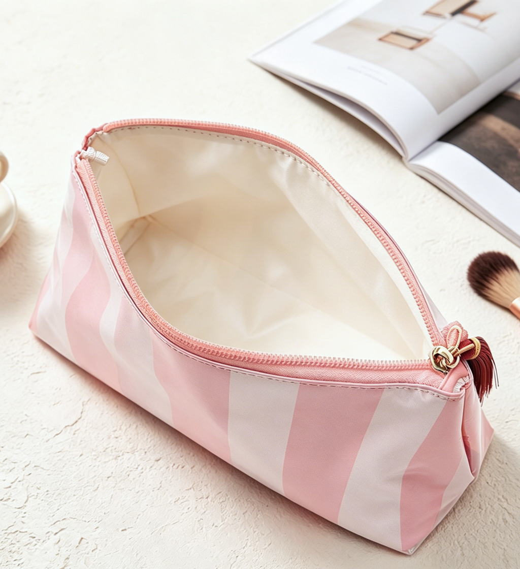 Waterproof PVC Beach Tote With Matching Pouch - Pink - 1
