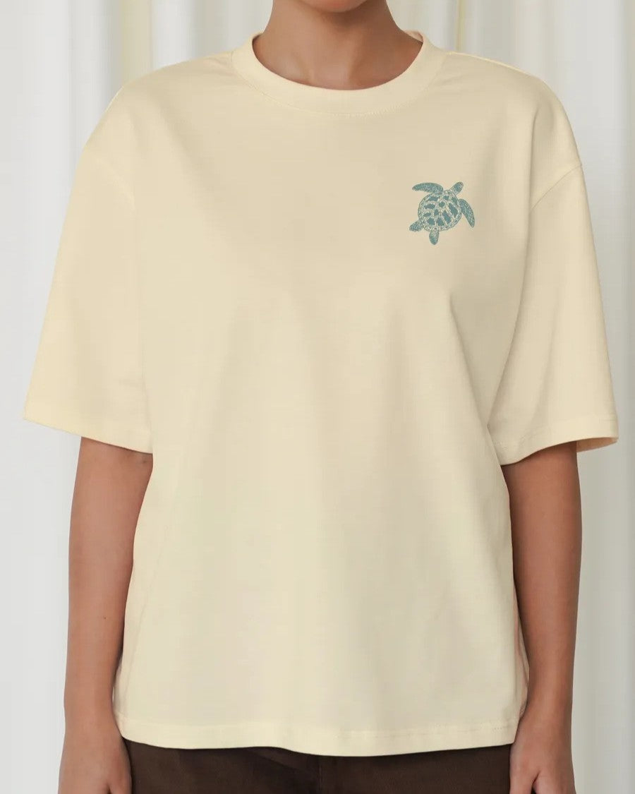 Sea Turtle Graphic Relaxed Fit Tee - Yellow - 3