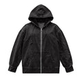 Relaxed Hooded Denim Zip Up Jacket - Black