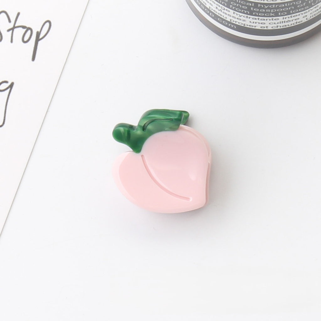 Mini Fruit Shaped Acetate Hair Clip - Peach