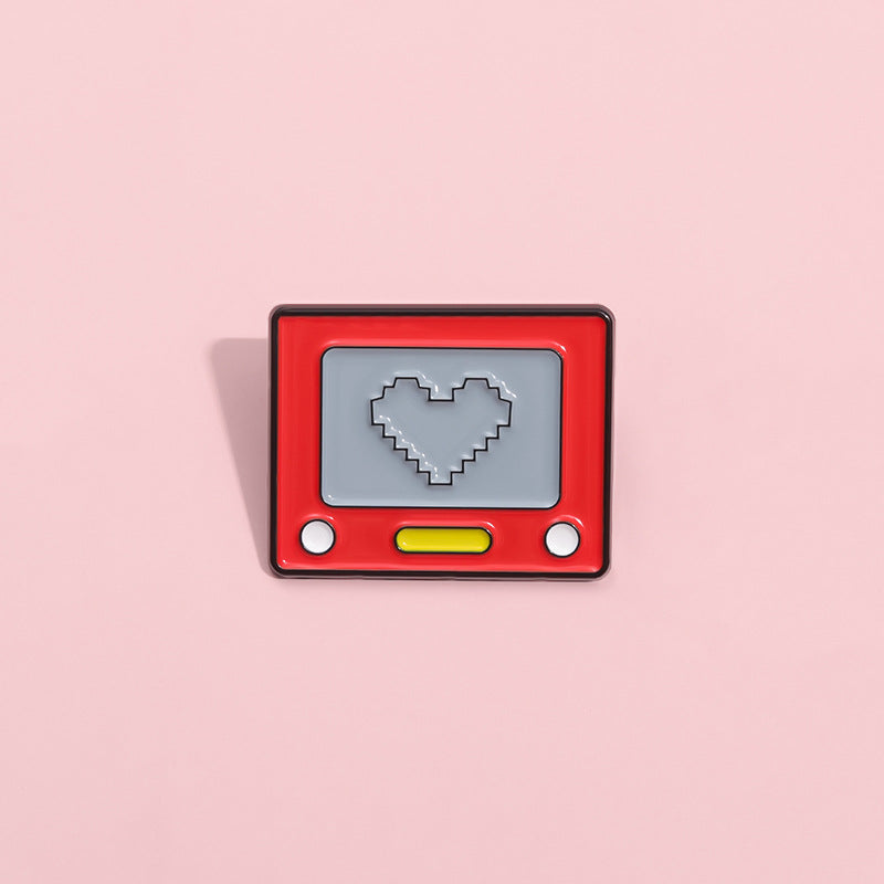Pixel Heart Retro Game Console Enamel Pin - Color