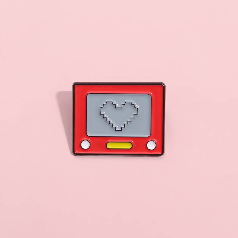 Pixel Heart Retro Game Console Enamel Pin