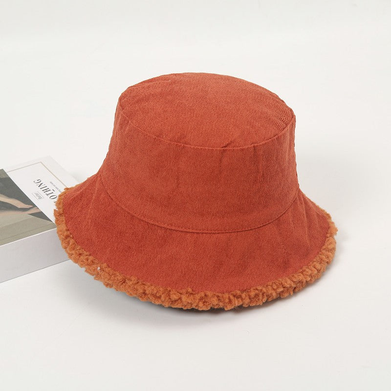 Reversible Corduroy Sherpa Bucket Hat - Rust