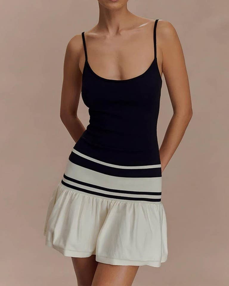 Striped Drop Waist Cami Mini Dress