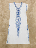 Embroidered Kaftan Maxi Beach Cover Up - White