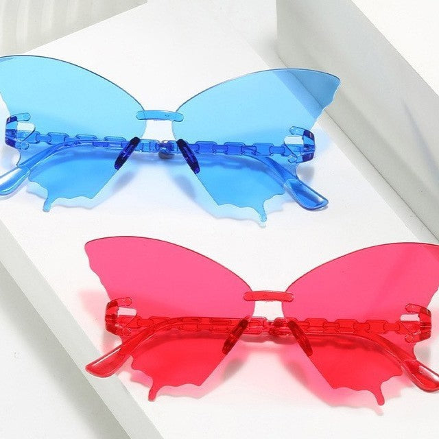 Butterfly Wing Rimless Party Sunglasses
