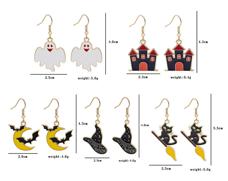 Enamel Halloween Motif Hook Earrings - NO-1 - 2