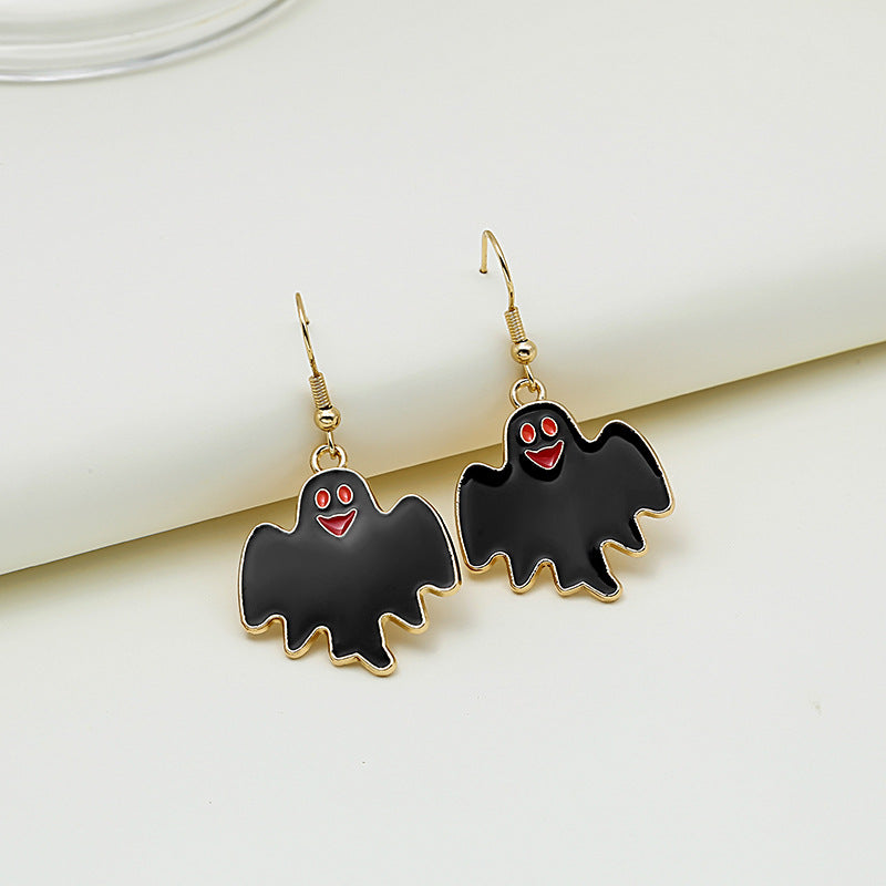Enamel Halloween Motif Hook Earrings - NO-2