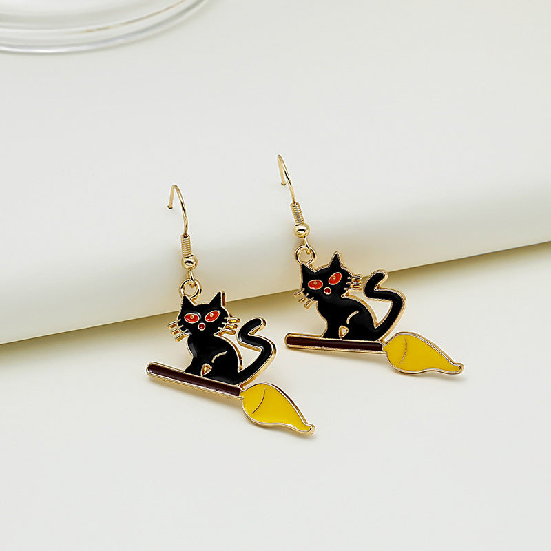 Enamel Halloween Motif Hook Earrings - NO-3