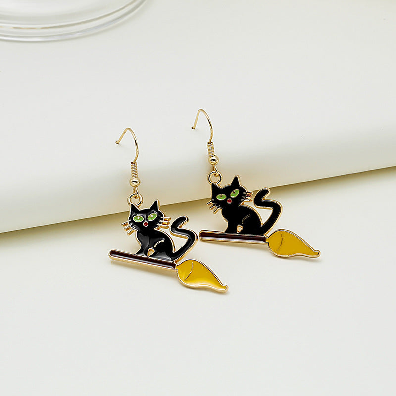 Enamel Halloween Motif Hook Earrings - NO-4