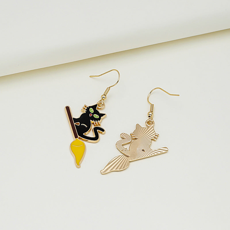 Enamel Halloween Motif Hook Earrings - NO-4 - 1