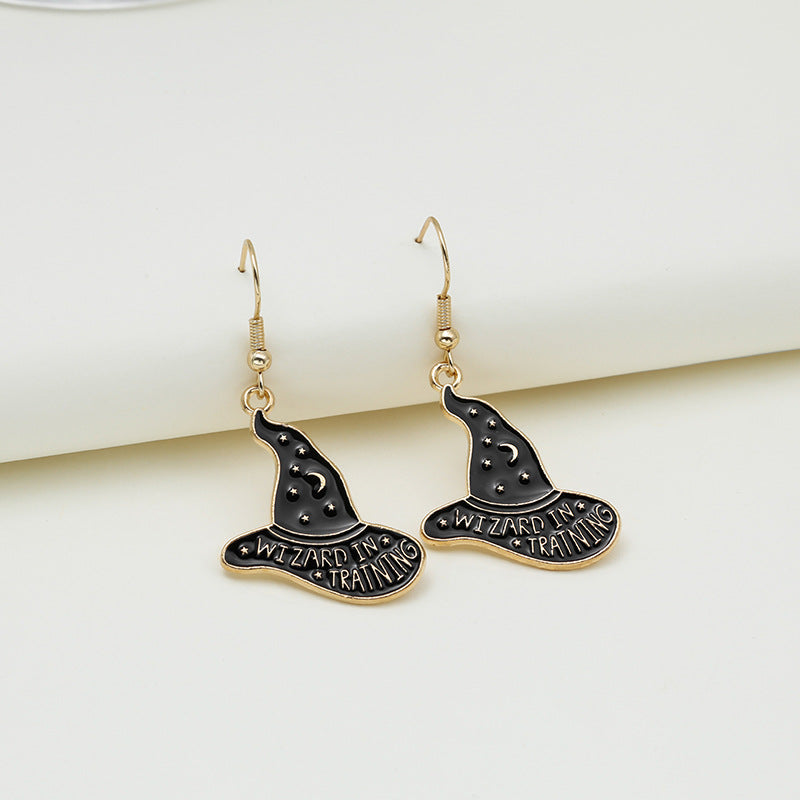 Enamel Halloween Motif Hook Earrings - NO-5