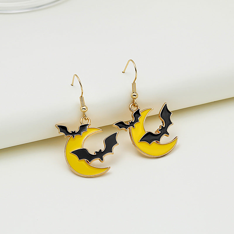 Enamel Halloween Motif Hook Earrings - NO-6