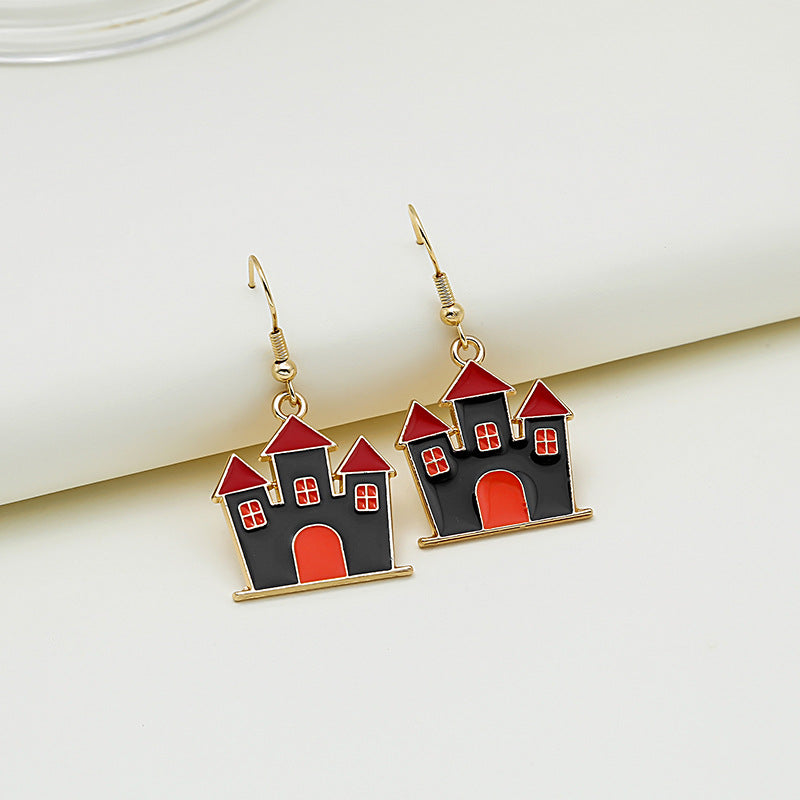 Enamel Halloween Motif Hook Earrings - NO-7