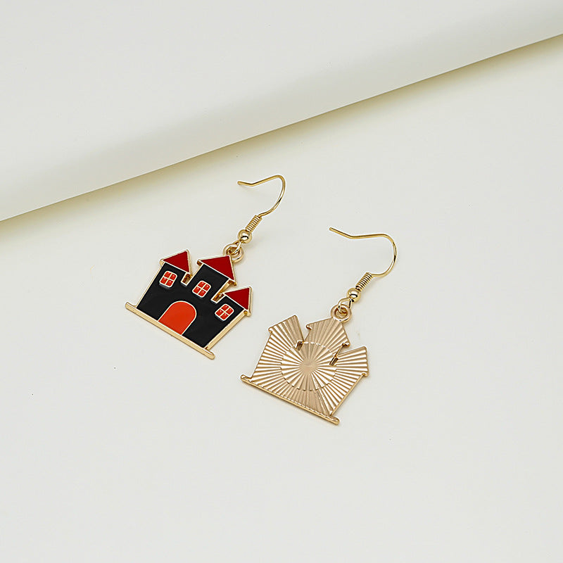 Enamel Halloween Motif Hook Earrings - NO-7 - 1