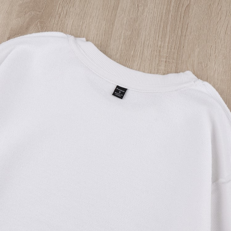 Everyday Cotton Crewneck Pullover Sweatshirt - white - 2