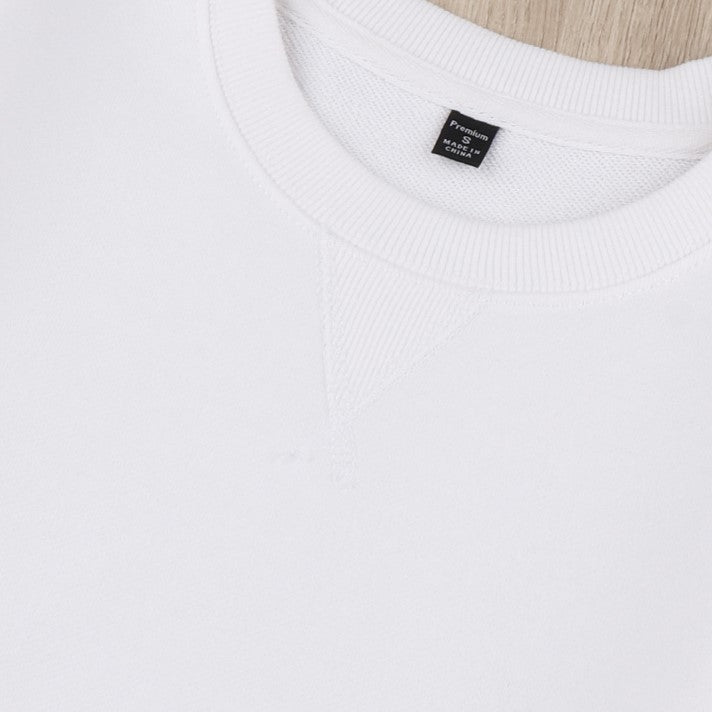 Everyday Cotton Crewneck Pullover Sweatshirt - white - 4