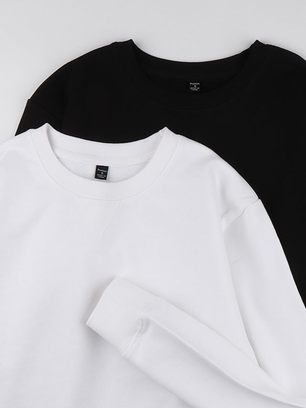Everyday Cotton Crewneck Pullover Sweatshirt - white - 9