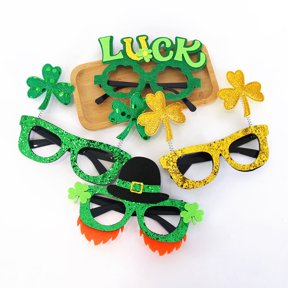 Shamrock Glitter Novelty Party Eyeglasses