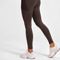 High Waist Contour Seam Mesh Pocket Workout Leggings - Espresso