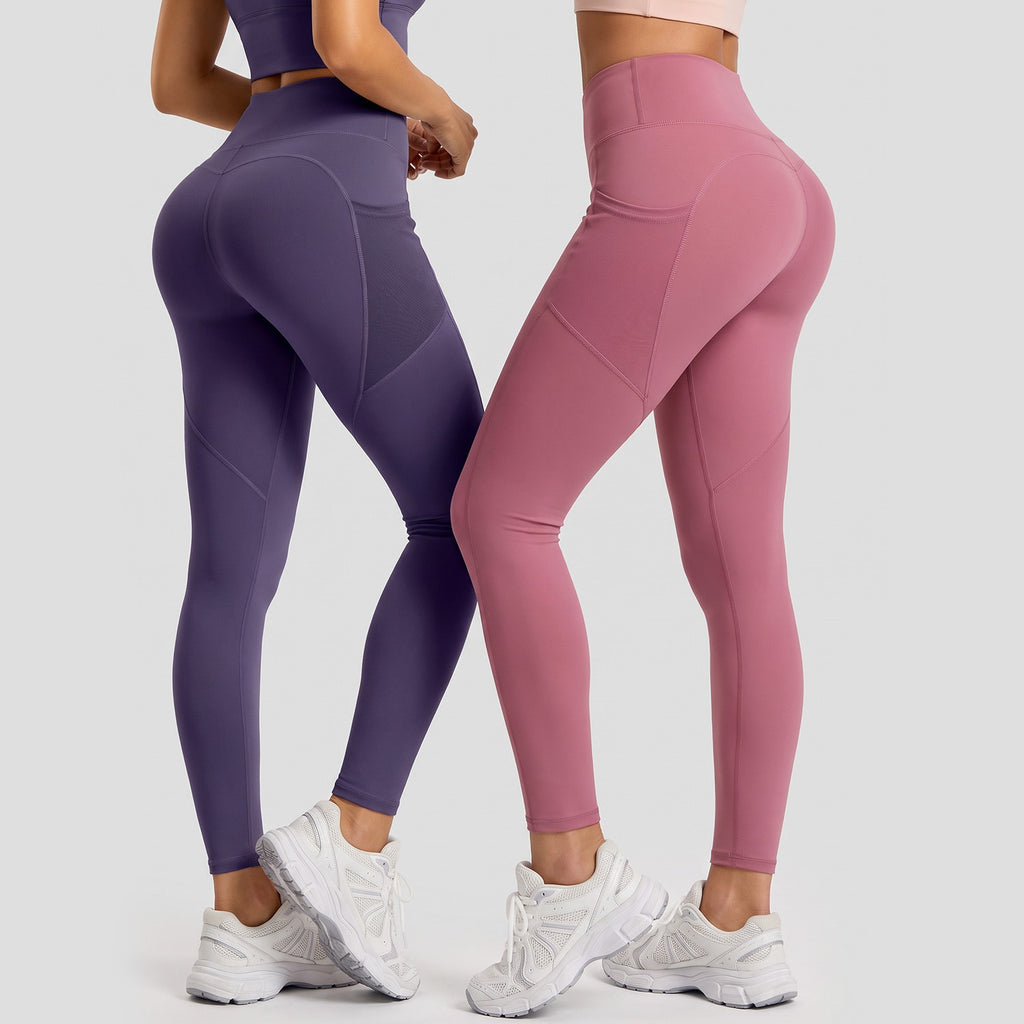High Waist Contour Seam Mesh Pocket Workout Leggings
