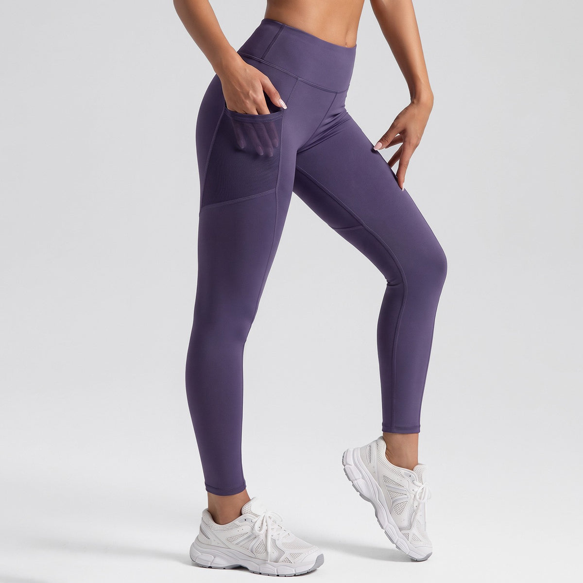 High Waist Contour Seam Mesh Pocket Workout Leggings