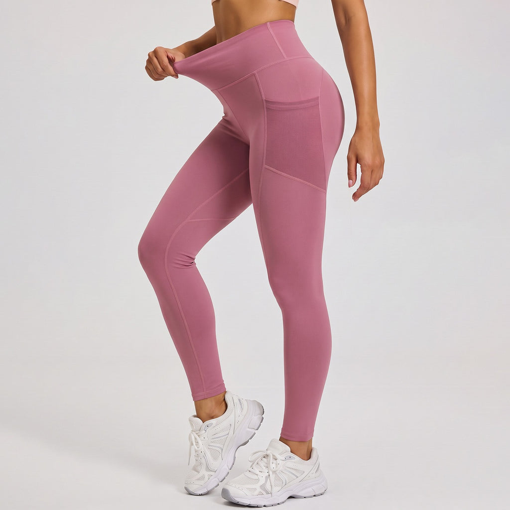 High Waist Contour Seam Mesh Pocket Workout Leggings