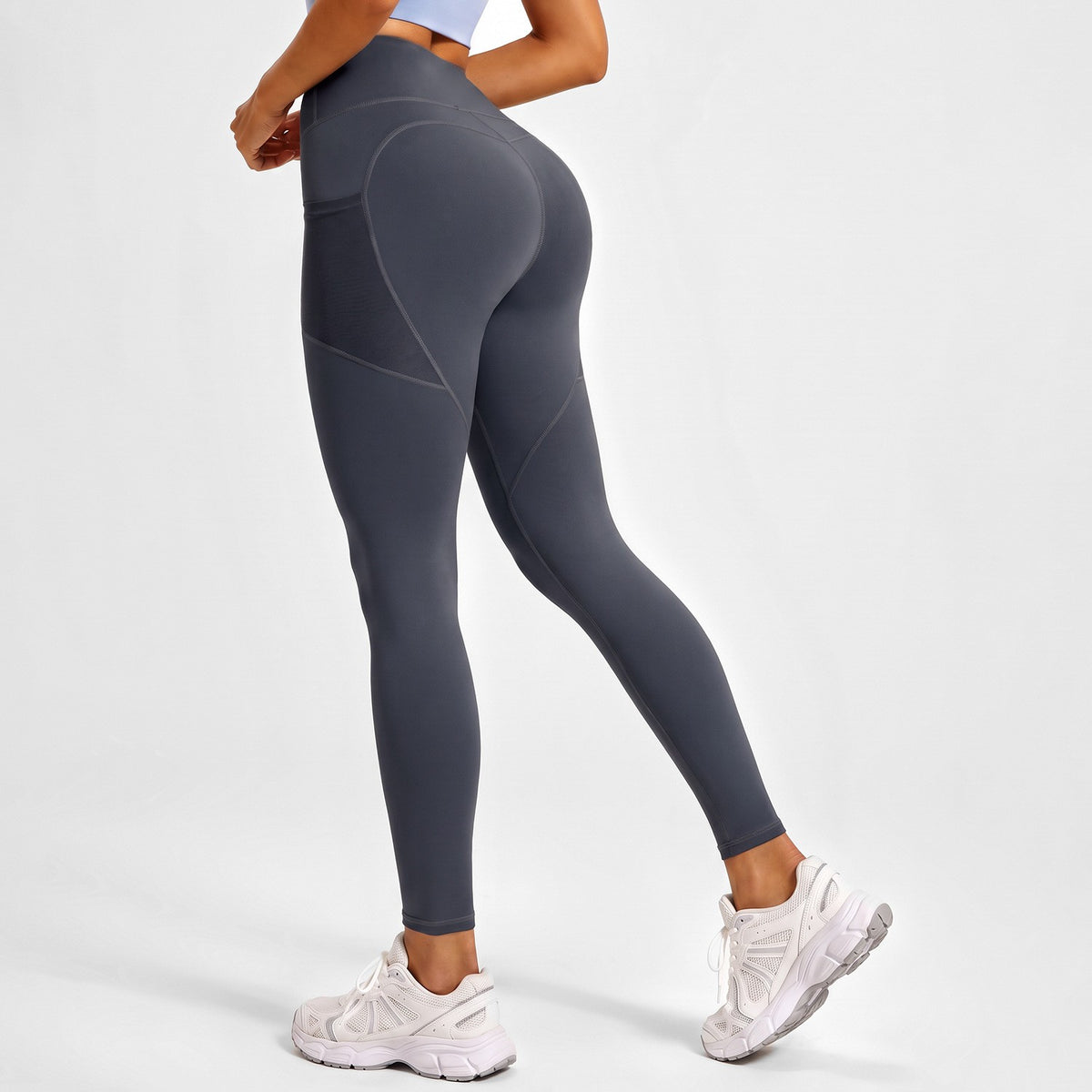 High Waist Contour Seam Mesh Pocket Workout Leggings